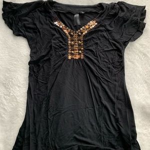 Black Shirt W Gold Details